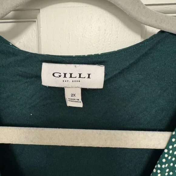 Gilli Green Polka Dot Faux Wrap Dress.  Size 2X - Picture 3 of 4